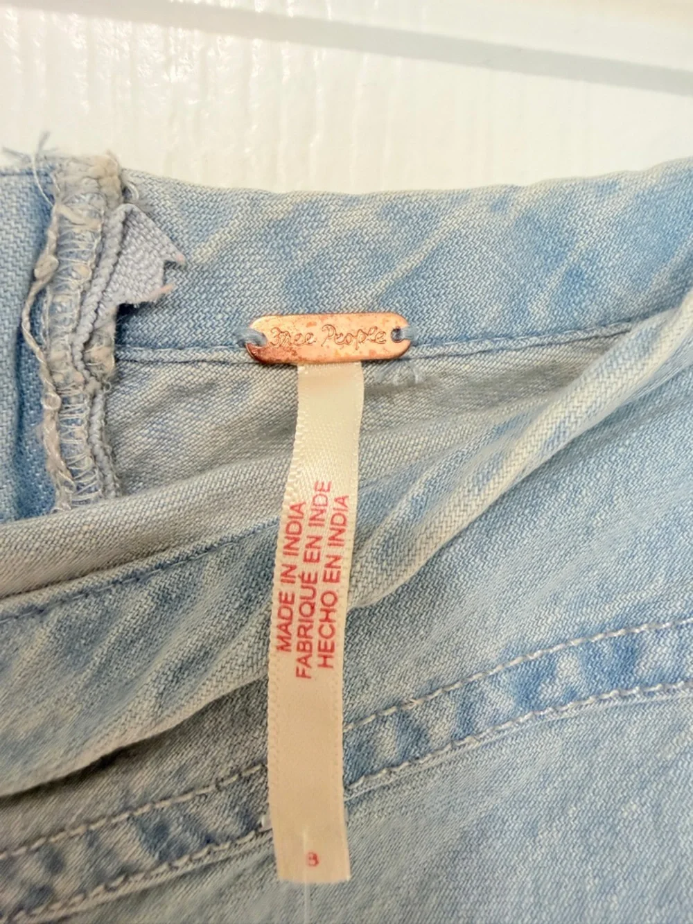 Free People Denim Midi Skirt Size 8 Light Blue Side Slit Panel Stitching NWT - Picture 3 of 5